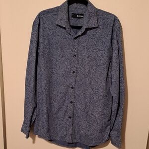 Cultura Blue Paisley Patterned Men's Shirt.  Size Large.
